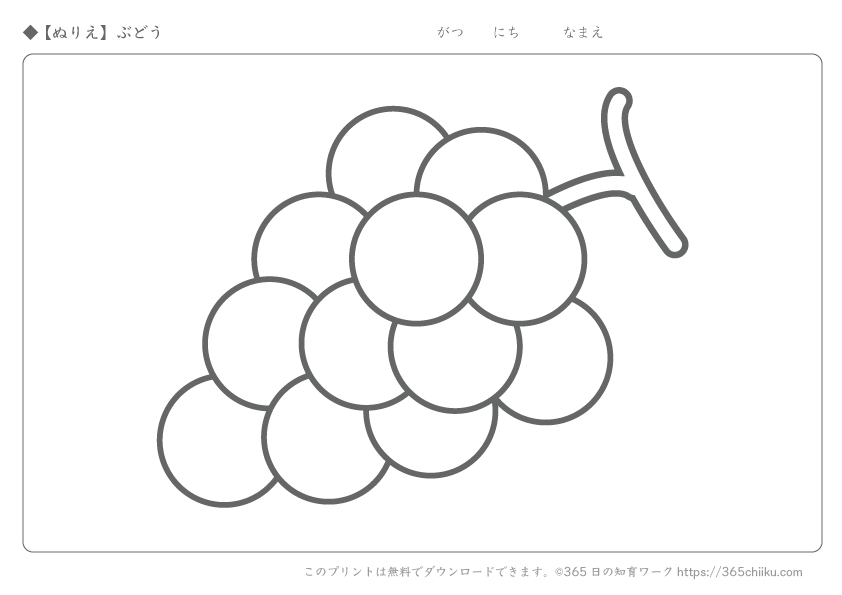 無料ぬりえ ぶどう 365日の知育ワーク